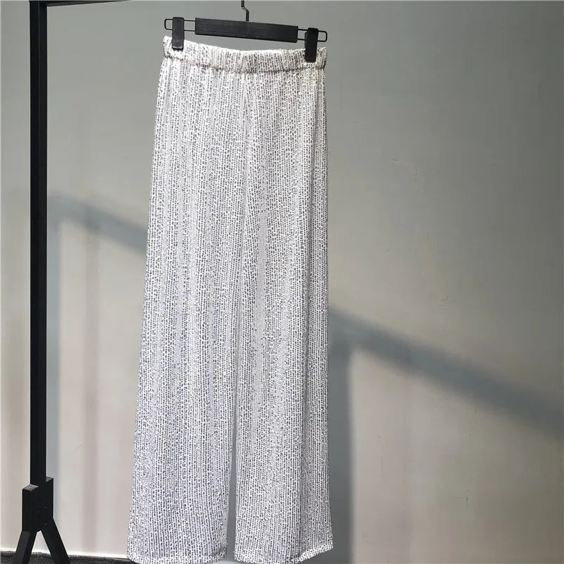 Women's Sequin Wide Leg Pants with Elastic Waist