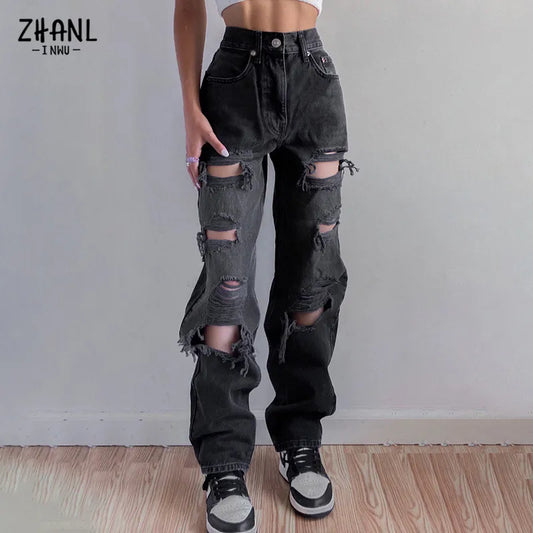 Ripped High Waist Jeans