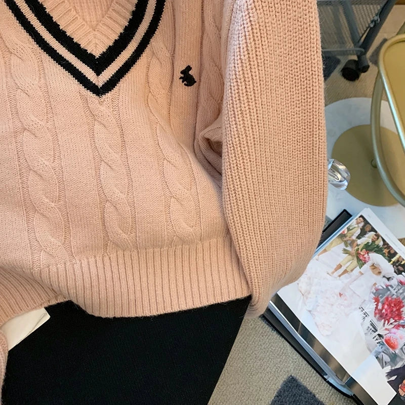 Women's Knitted V-Neck Sweaters