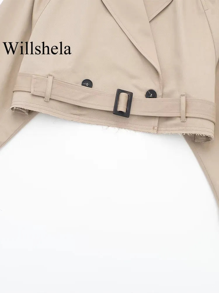 Women's fashion cropped jacket with belt