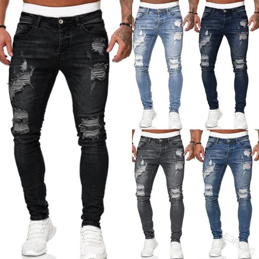 Skinny jeans rasgados para homem