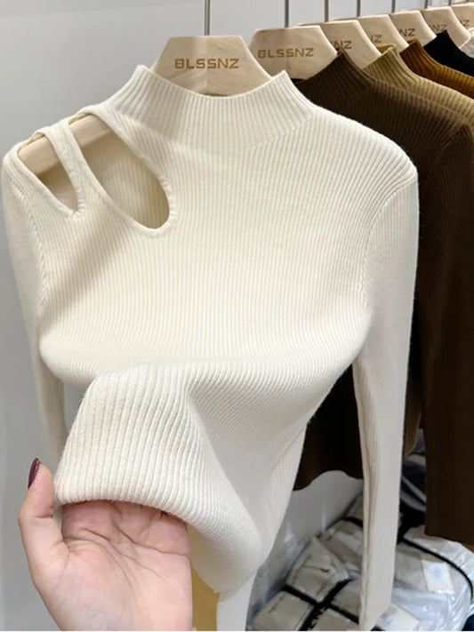 Women's Ribbed Turtleneck Knit Sweater